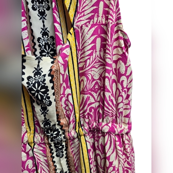 LOFT Palm Cutout Back Midi Pocket Dress Sz. S Magenta Sunset - Picture 6 of 11